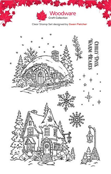 Woodware Snowfall Haven A6 Clear Stamp Set By Gwen Fletcher