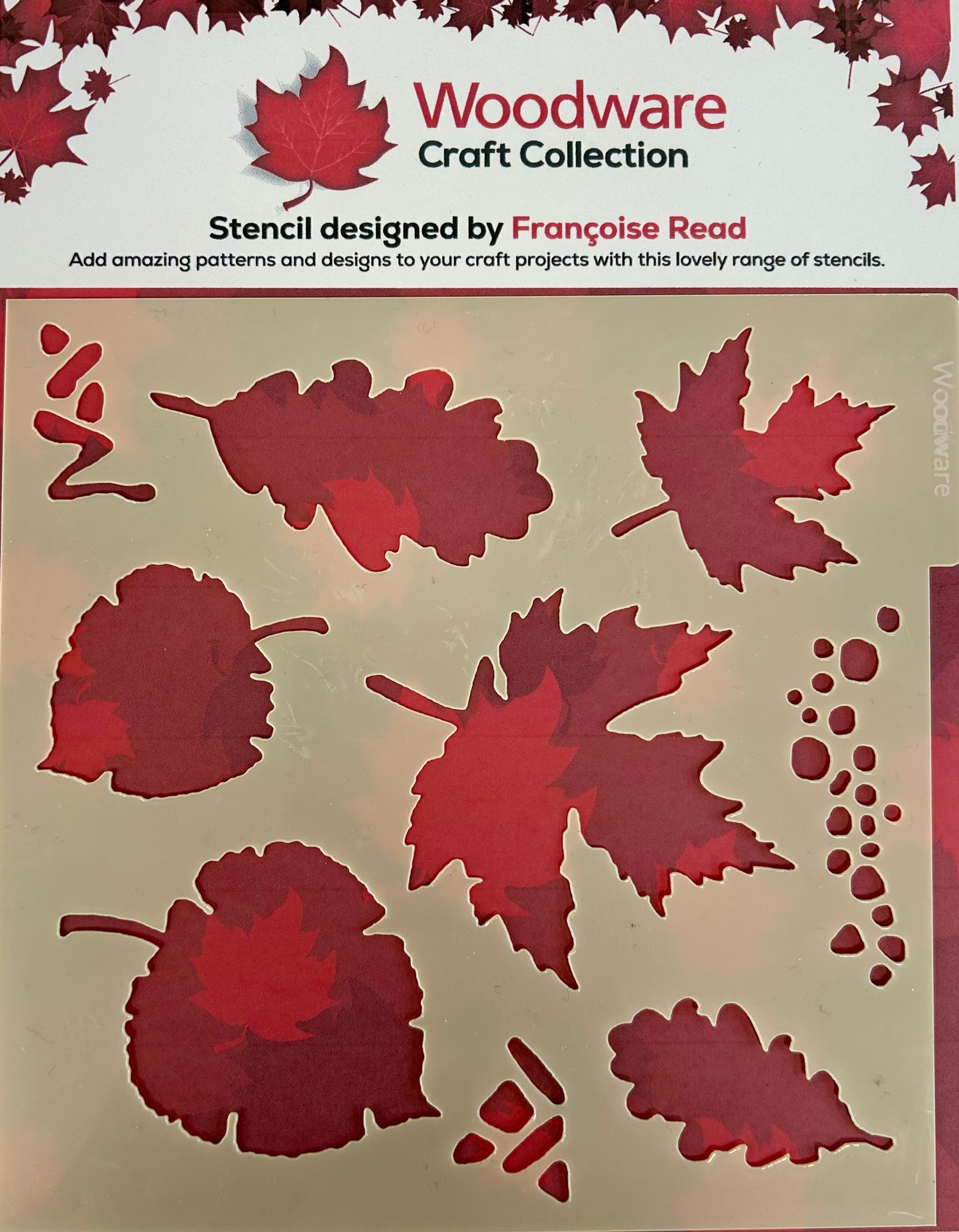 Woodware 6x6" Tattered Leaves Stencil by Françoise Read - Craftmania Stock Photo 1