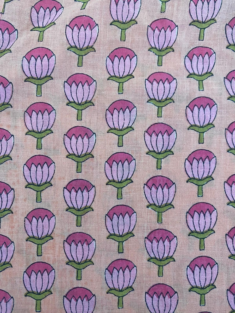 Thumbnail: SAMPLE - Coral Floral Long PJ's - 100% Cotton Indian Block Print