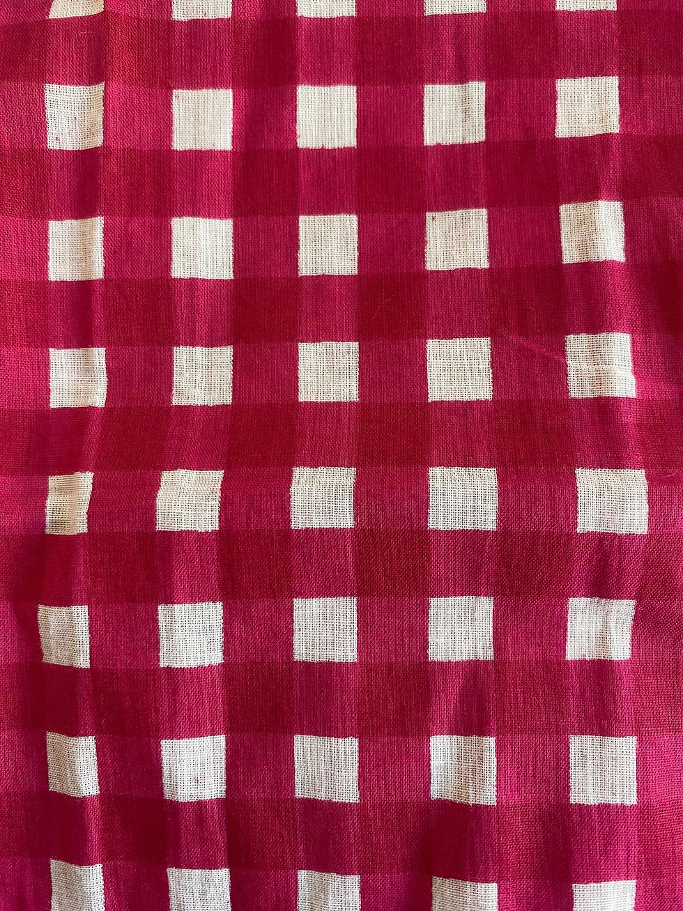 Thumbnail: Red Gingham Short PJ's  - 100% Cotton Indian Block Print