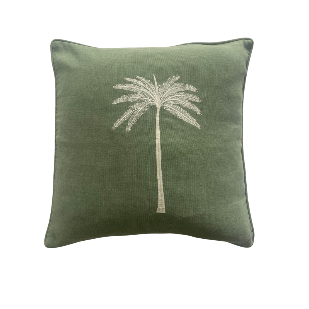 Oversized 60 x 60cm Sage/Cream Palm Cushion Cover