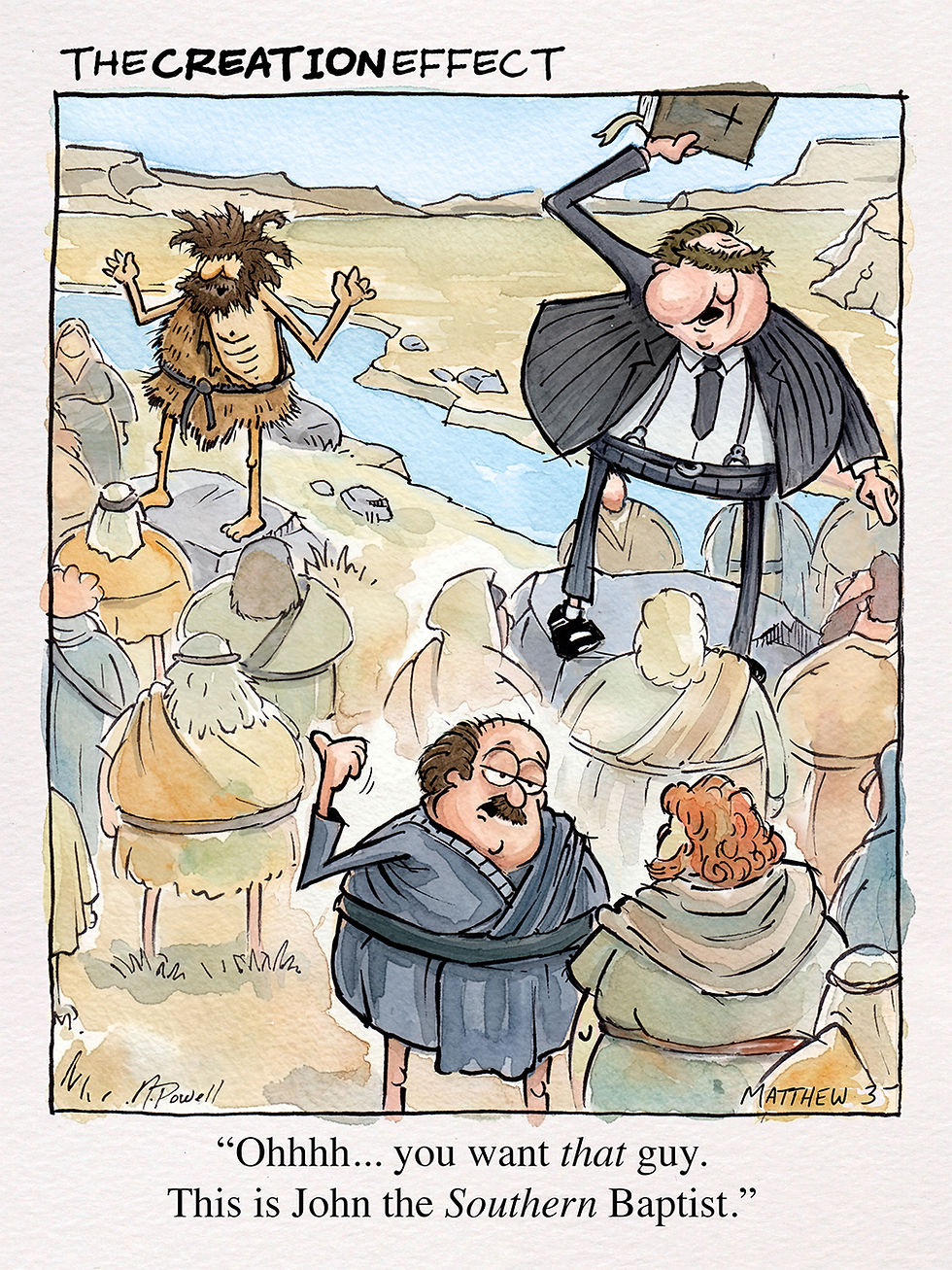 Single-panel, hand-drawn comic strip about judging others, showing a doctor treating a man with a huge log in his eye. The doctor asks if he has judged anyone in the last twenty-four hours.