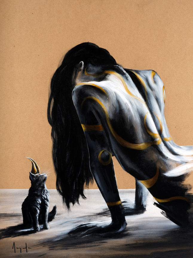 art artiste contemporain galerie mythologie tableaux exposition surréalisme peintures portrait femmes artwork acrylique réalisme mythes fables déesse    