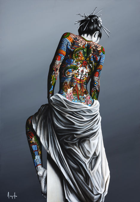 art artiste contemporain galerie mythologie tableaux exposition surréalisme peintures portrait femmes artwork acrylique réalisme mythes fables déesse  