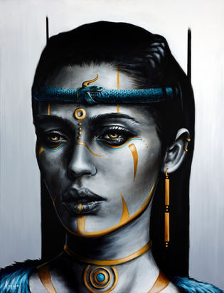 art artiste contemporain galerie mythologie tableaux exposition surréalisme peintures portrait femmes artwork acrylique réalisme mythes fables déesse  
