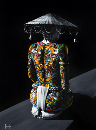 art artiste contemporain galerie mythologie tableaux exposition surréalisme peintures portrait femmes artwork acrylique réalisme mythes fables déesse  