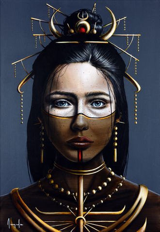 art artiste contemporain galerie mythologie tableaux exposition surréalisme peintures portrait femmes artwork acrylique réalisme mythes fables déesse  