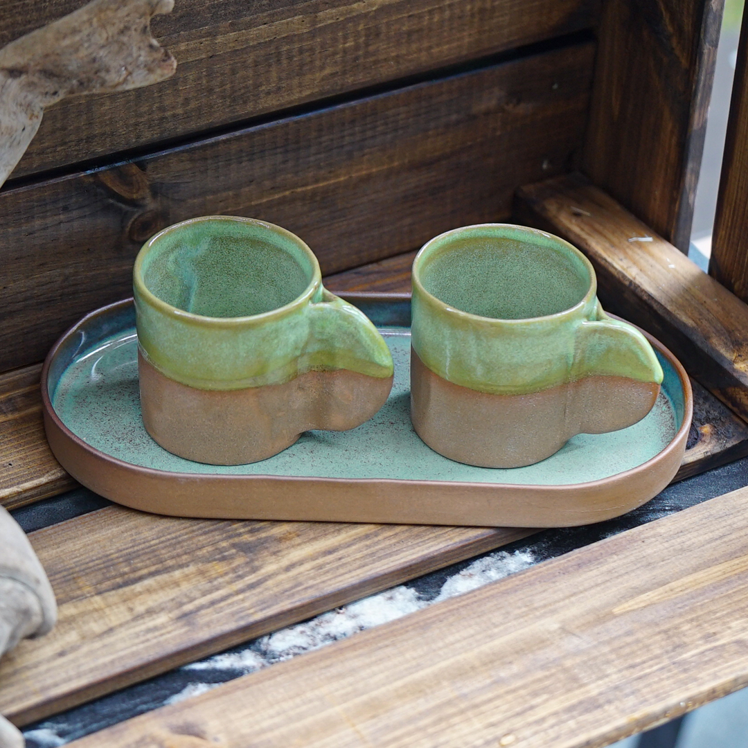 Stoneware Türk Kahvesi Fincanı & Servis Tabağı