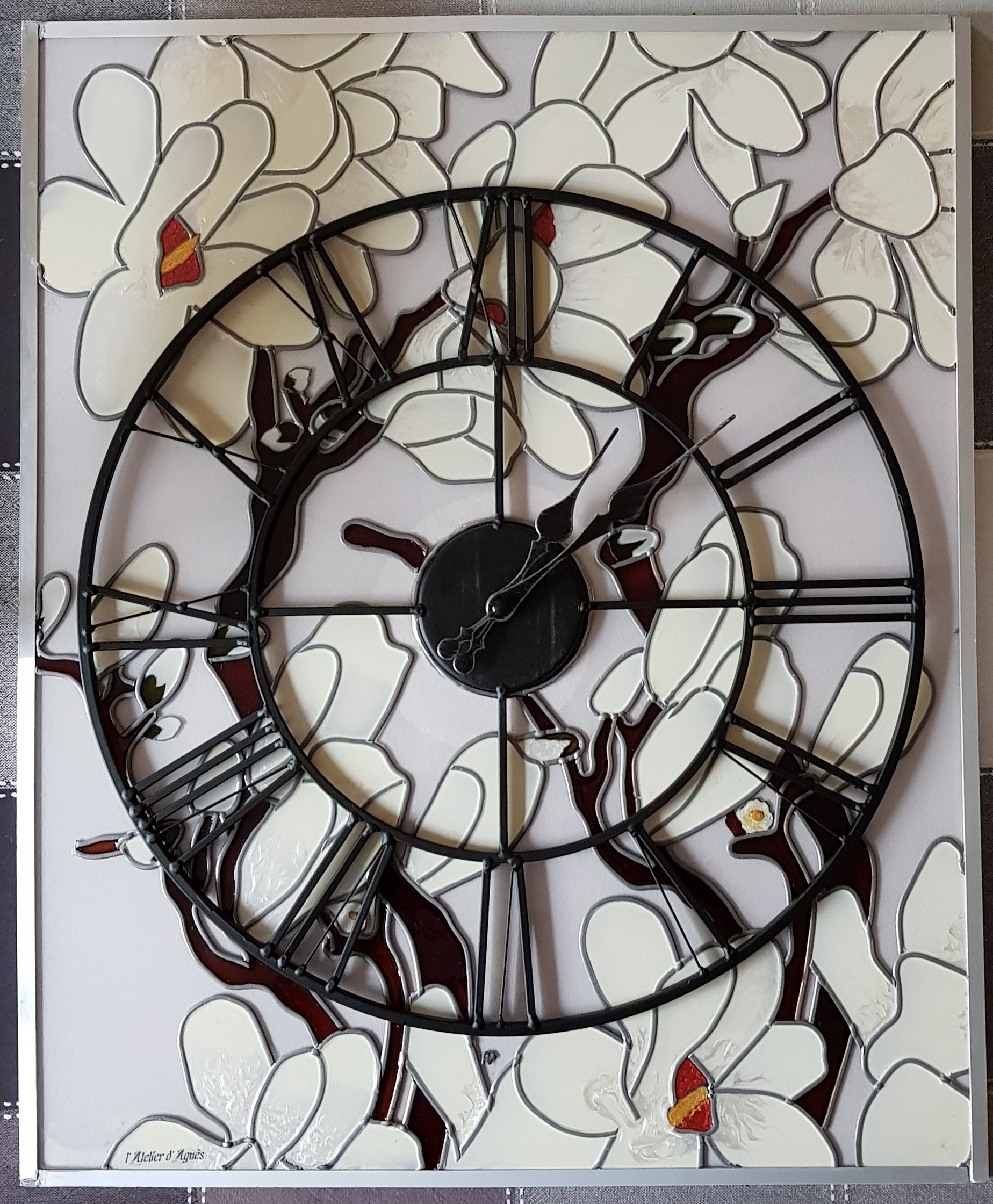 tableau horloge Magnolias