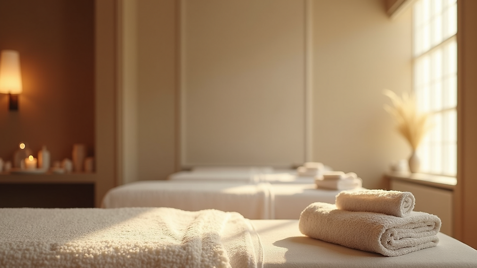 Close-up view of peaceful spa treatment room