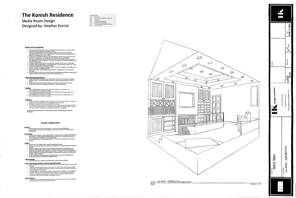 Media Room Design: hand drafting