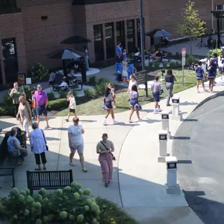 Visitors entering Redford Library on Opening Day
