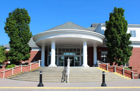 Colonial-style exterior of Plymouth District Library designed by MCD Architects