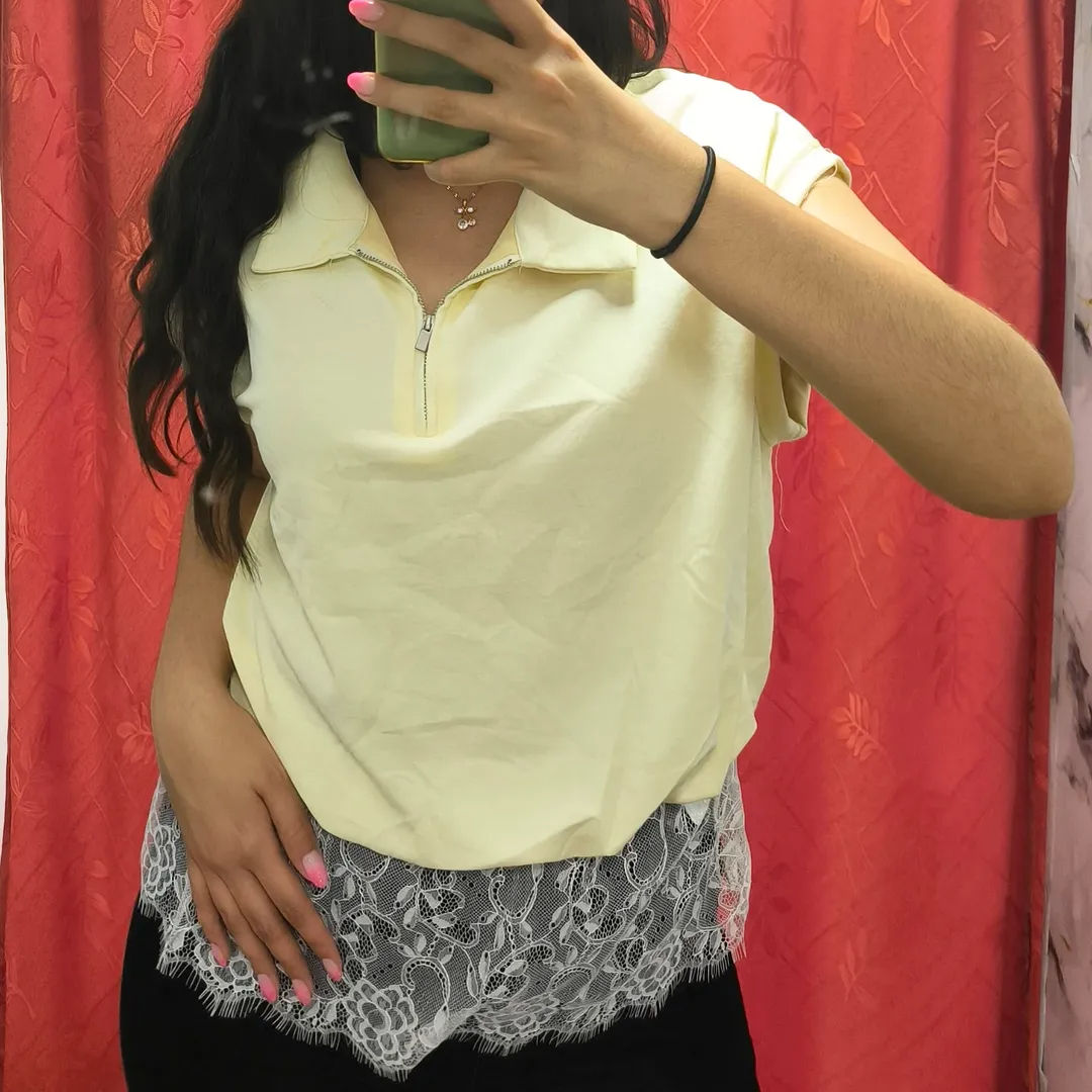 BLUSA MODERNA CON ENCAJE TALLA L