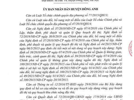 Phê duyệt Quy hoạch chi tiết tỷ lệ 1/500 khu vực dân cư thôn Thạc Quả, xã Dục Tú, huyện Đông Anh. Số 16901/QĐ-UBND ngày 30/12/2021