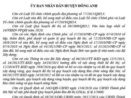 Phê duyệt Quy hoạch chi tiết tỷ lệ 1/500 khu vực dân cư thôn Trung Thôn, xã Đông Hội, huyện Đông Anh. Số 4893/QĐ-UBND ngày 29/5/2024