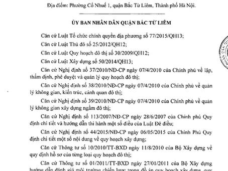 Phê duyệt quy hoạch chi tiết cải tạo chỉnh trang khu vực dân cư phường Cổ Nhuế 1, quận Bắc Từ Liêm tỷ lệ 1/500. Số 6462/QĐ-UBND ngày 16/12/2016