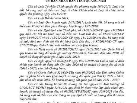 PHÊ DUYỆT QUY HOẠCH SỬ DỤNG ĐẤT ĐẾN NĂM 2030 VÀ KẾ HOẠCH SỬ DỤNG ĐẤT NĂM ĐẦU CỦA KỲ QUY HOẠCH SỬ DỤNG ĐẤT THỊ XÃ ĐIỆN BÀN, TỈNH QUẢNG NAM. Số 1323/QĐ-UBND ngày 28/6/2023
