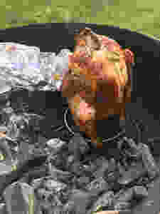 Beer-can chicken on our Weber Kettle