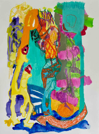 Zeichnung, drawing, MM on paper, ink, oil pastels, abstrakte Zeichnung, abstract drawing, on stage