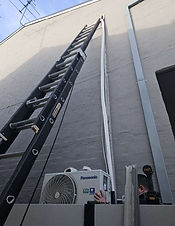 Panasonic multisplit outdoor unit installation - long copper and drain run -tall ladder