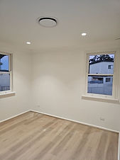 Renovated ceiling with downlights install and round ceiling diffuser for ducted system
