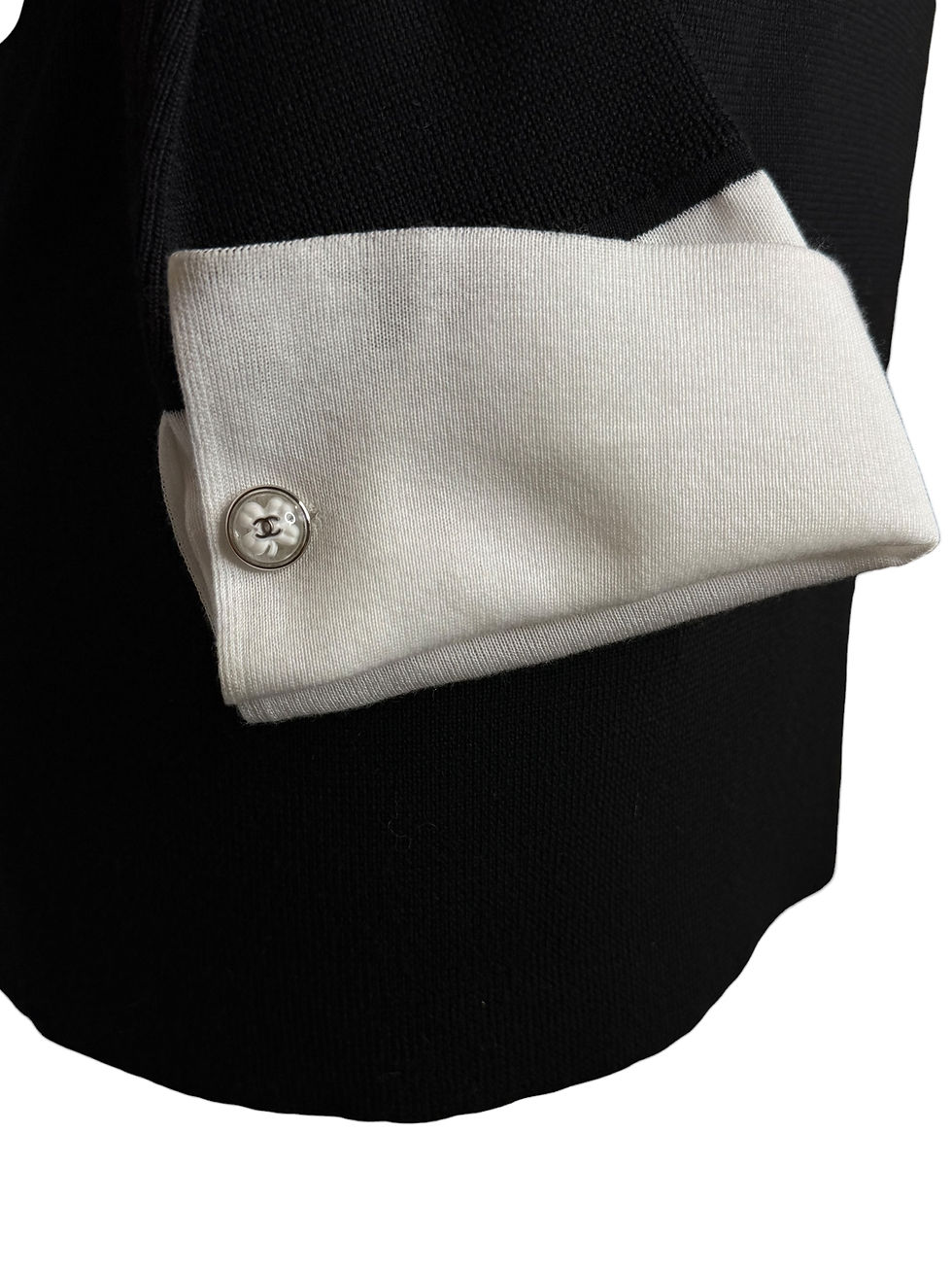 Thumbnail: Chanel Black/White Collared Knit with Clover Buttons