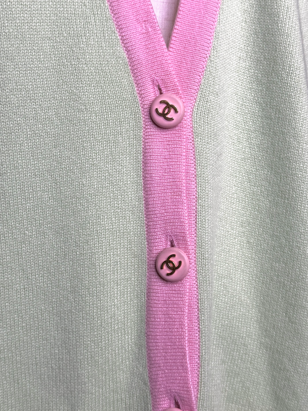 Thumbnail: Chanel Green & Pink Vintage Cashmere Cardigan