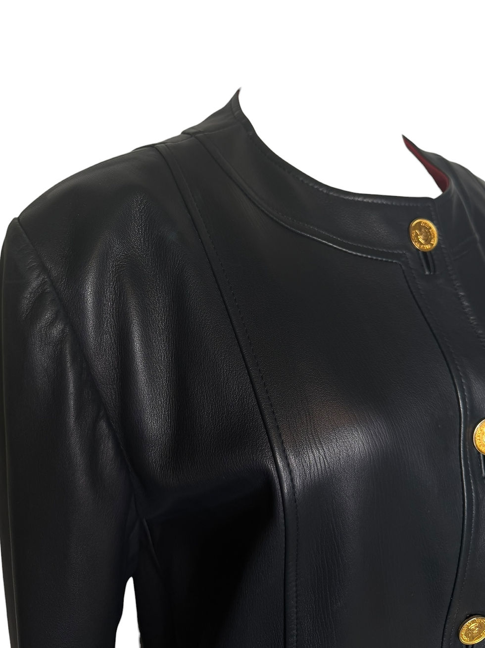 Thumbnail: Chanel Vintage Turnlock Leather Jacket