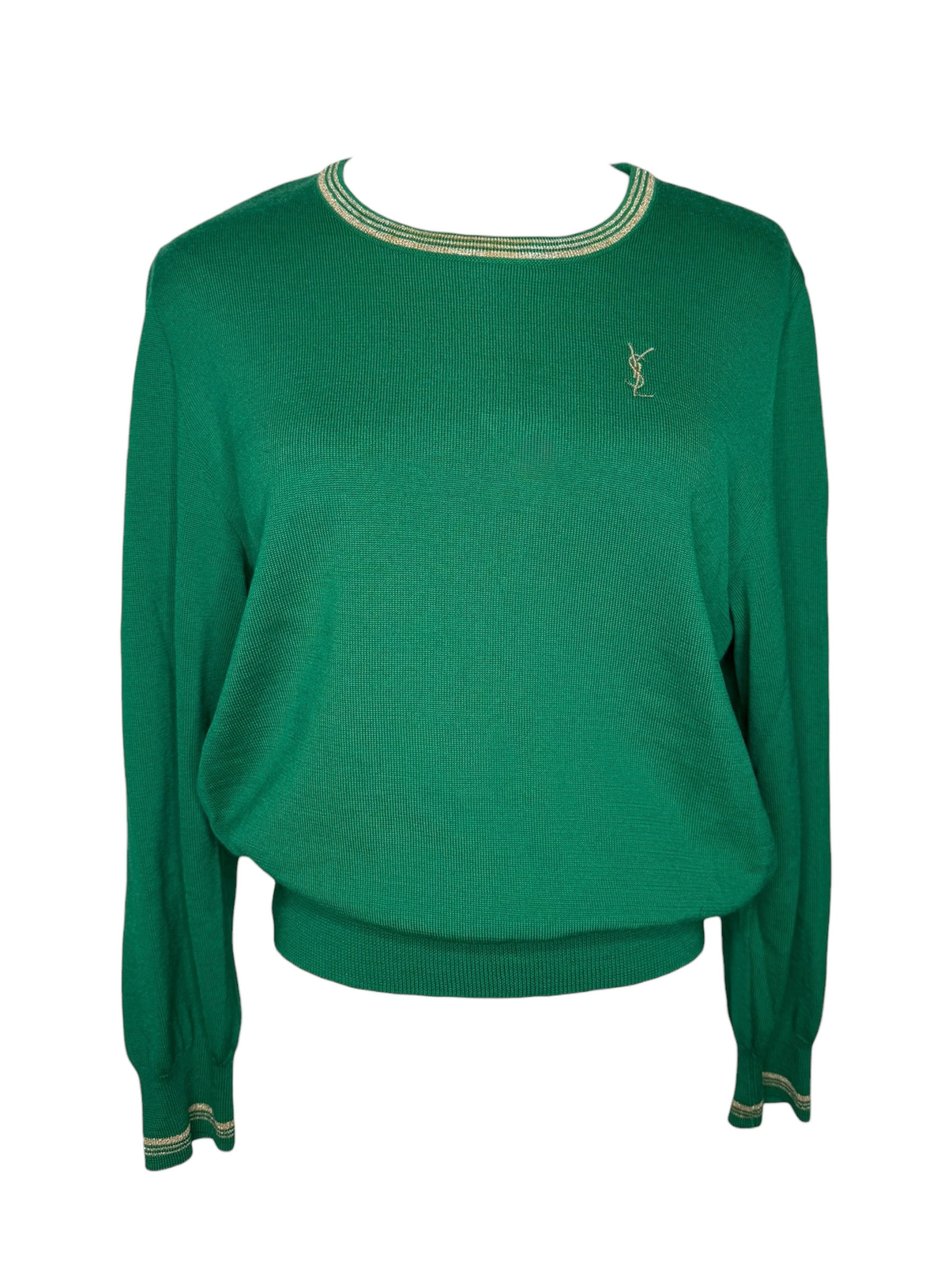 Vintage YSL Green Knit Sweater