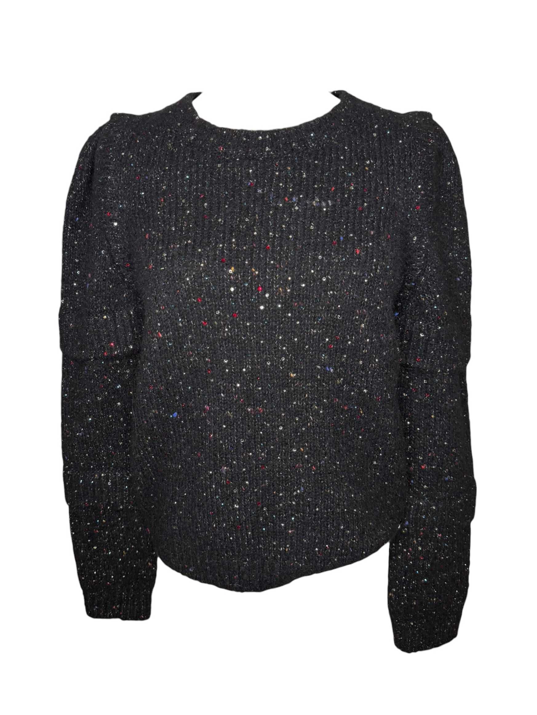 Chanel Black Sequin Puff Sleeve Sweater