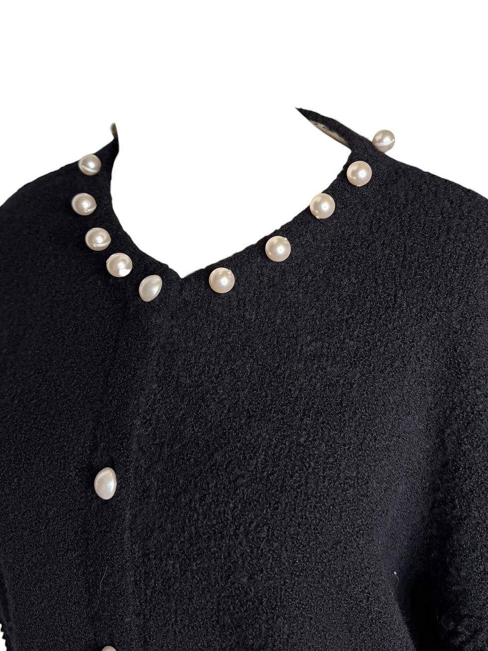 Thumbnail: Chanel Black Cardigan with Pearl Trim