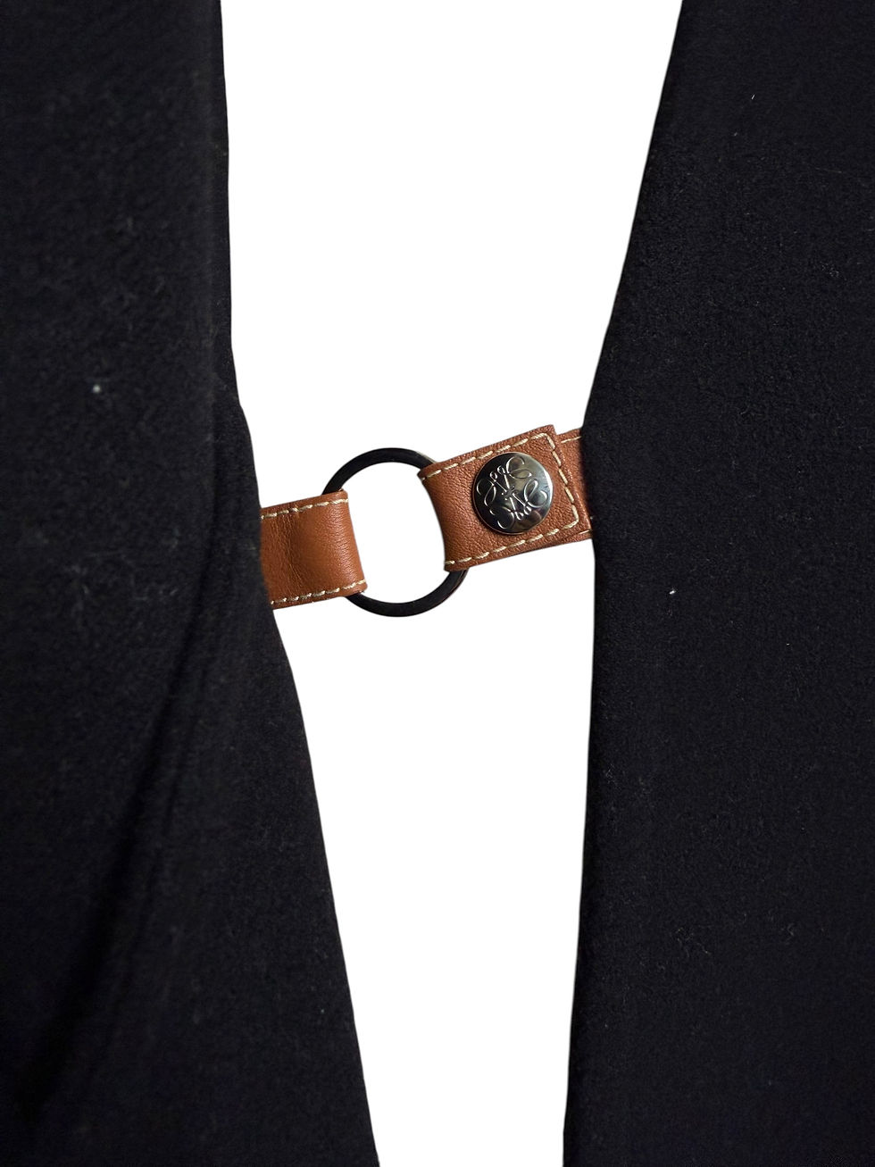 Thumbnail: Loewe Black Long Coat with Leather Straps