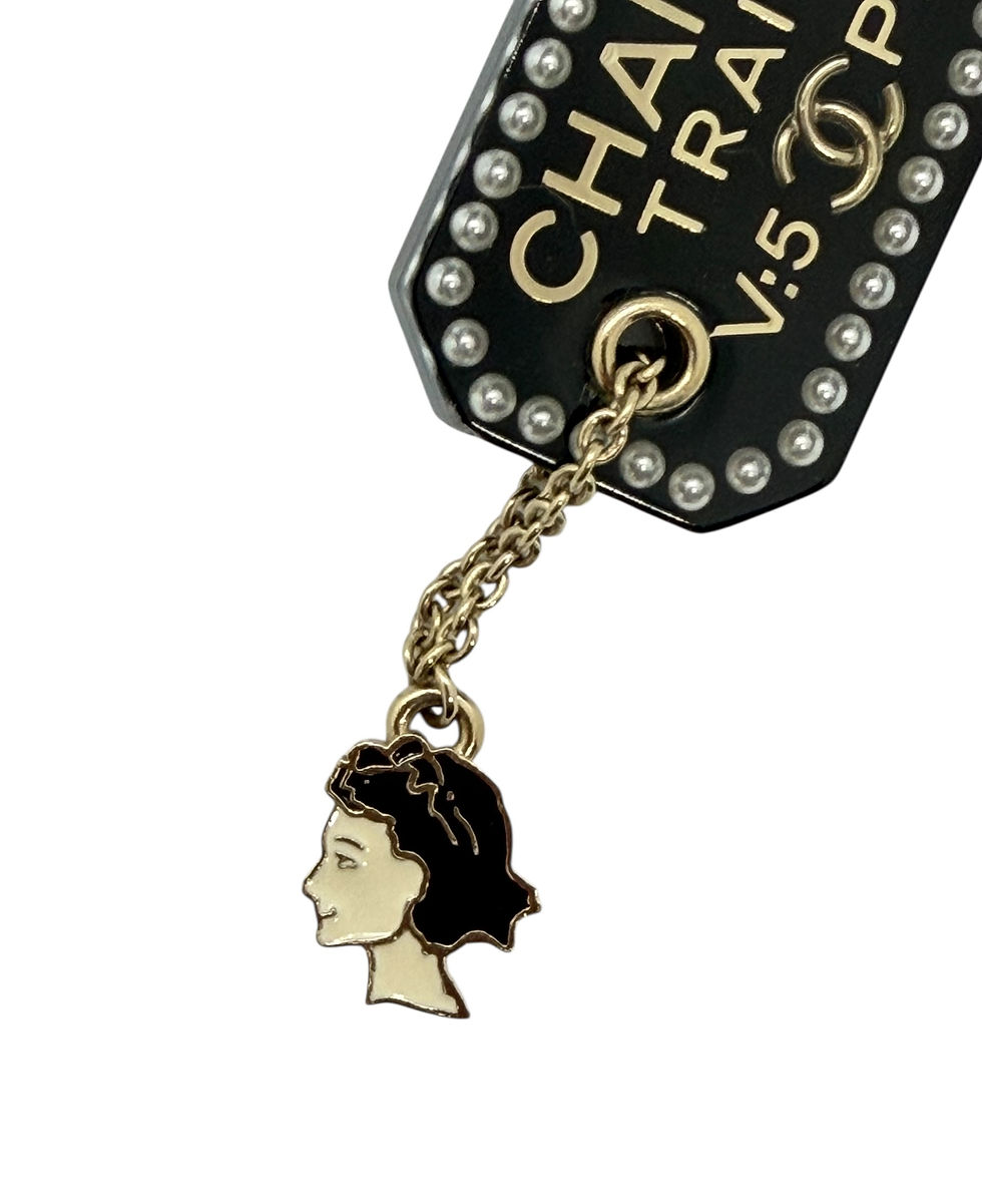 Thumbnail: Chanel Black Train Tag Brooch