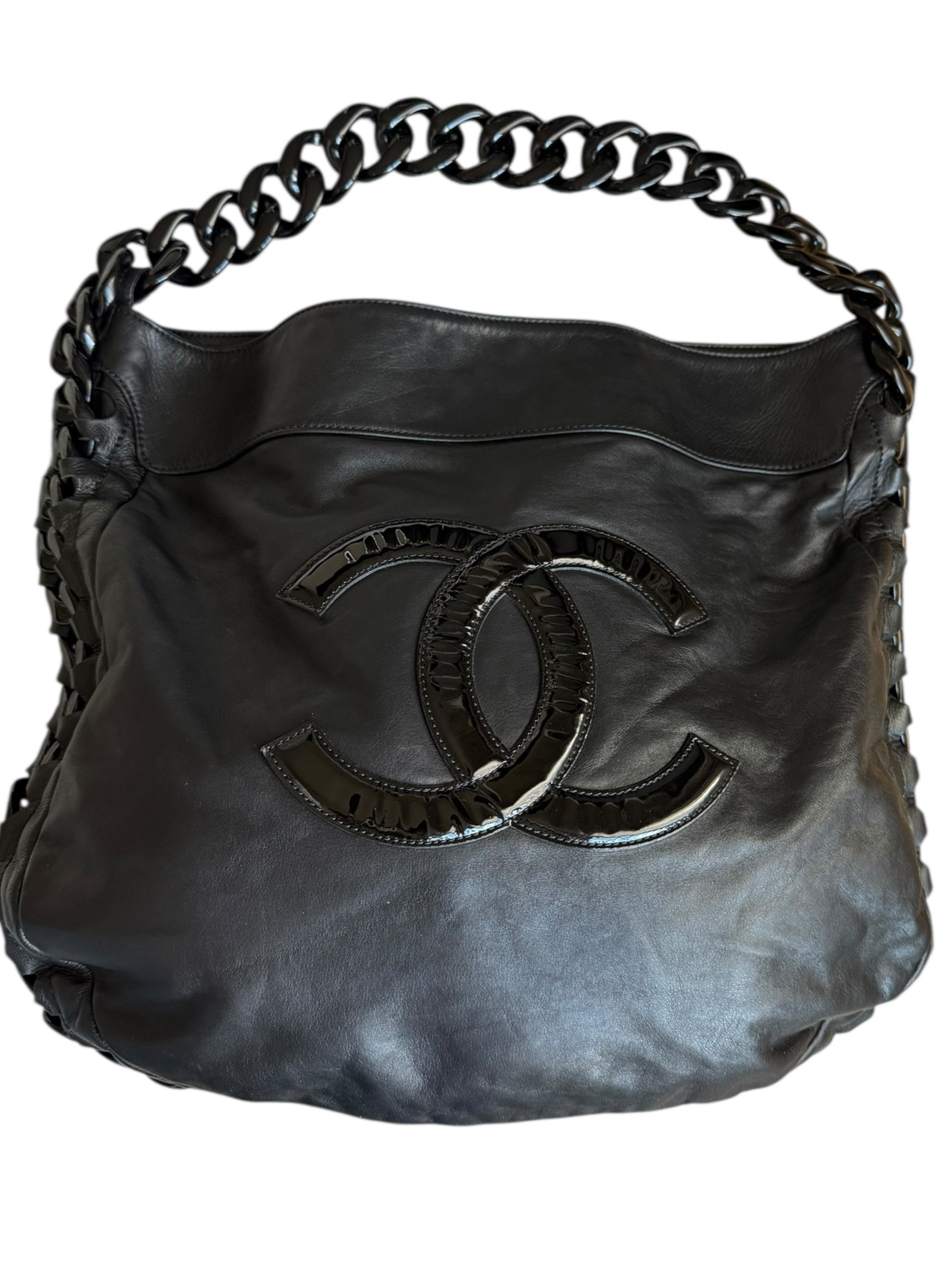 Chanel Resin Chain So Black Hobo Tote