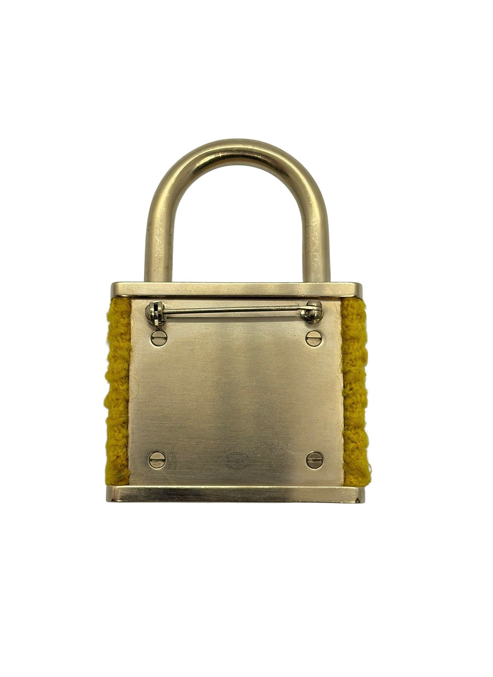 Thumbnail: Chanel Oversized Padlock Brooch Yellow Boucle