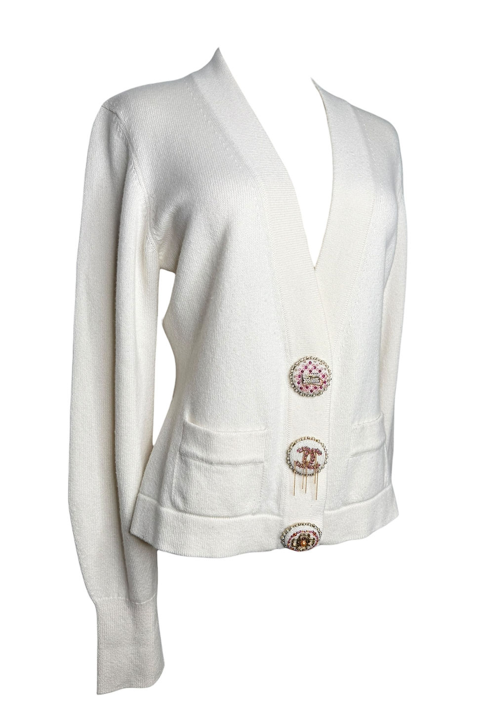 Thumbnail: Chanel 22A Metiers D'Arts Cream Cardigan with XL Icon Buttons