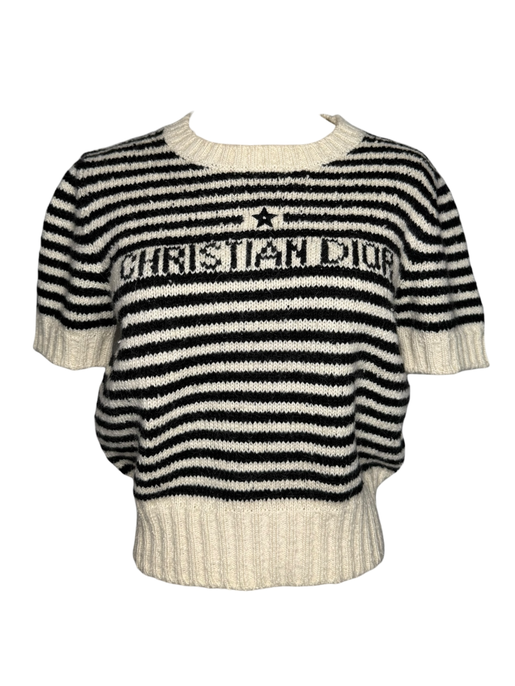 Christian Dior Short Sleeve Logo Stripe Knit