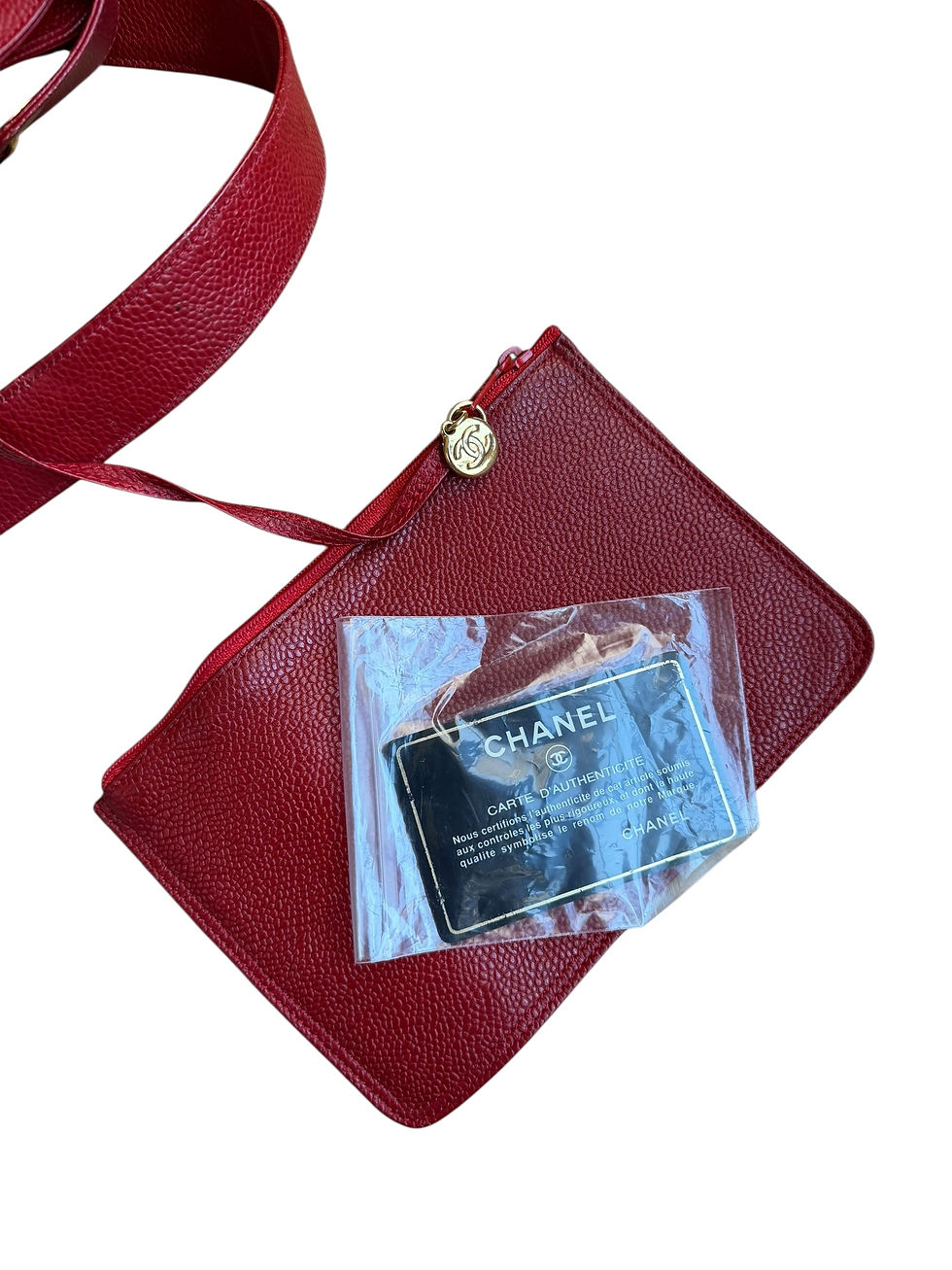 Thumbnail: Chanel Vintage Red Caviar Bucket Bag