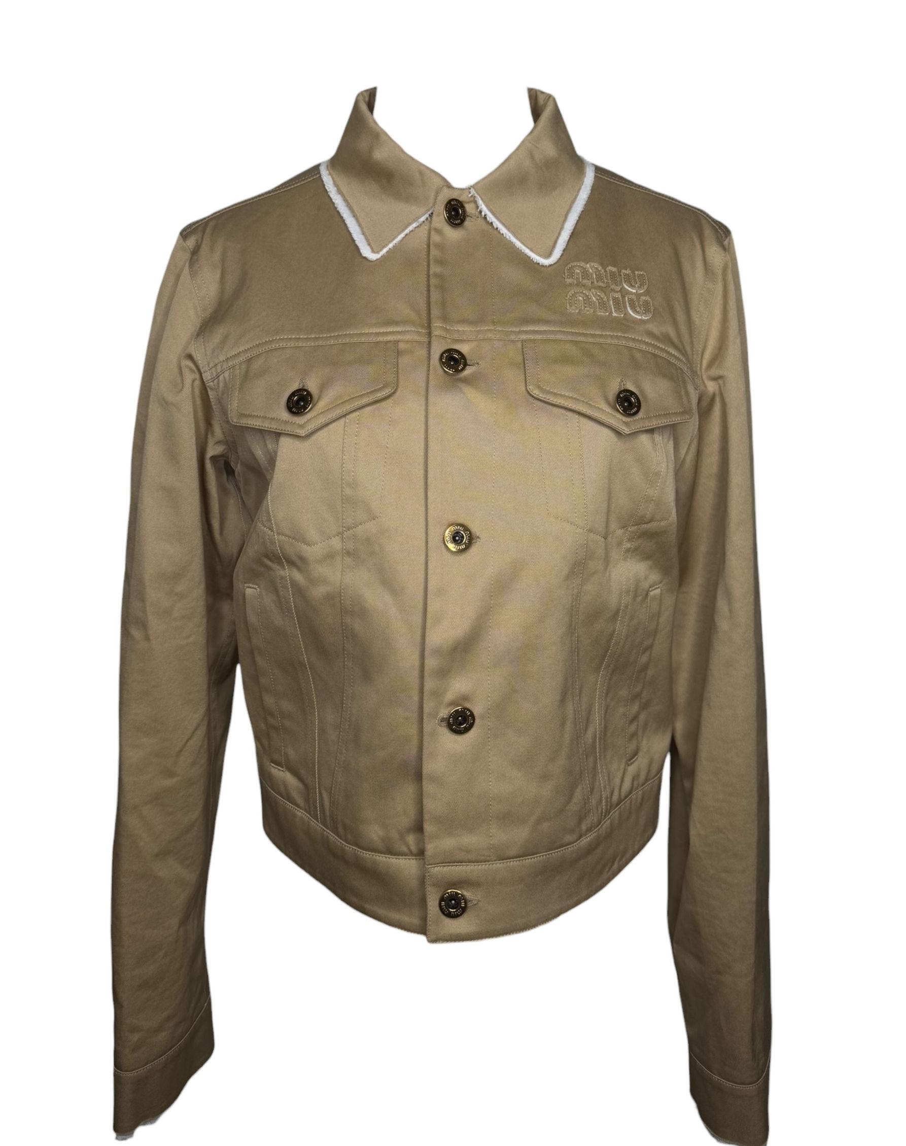 Miu Miu Logo Beige Cotton Jacket