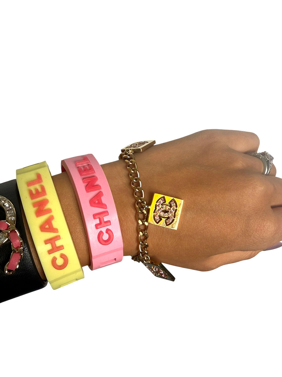 Thumbnail: Chanel Pink Rhinestone Charm Bracelet
