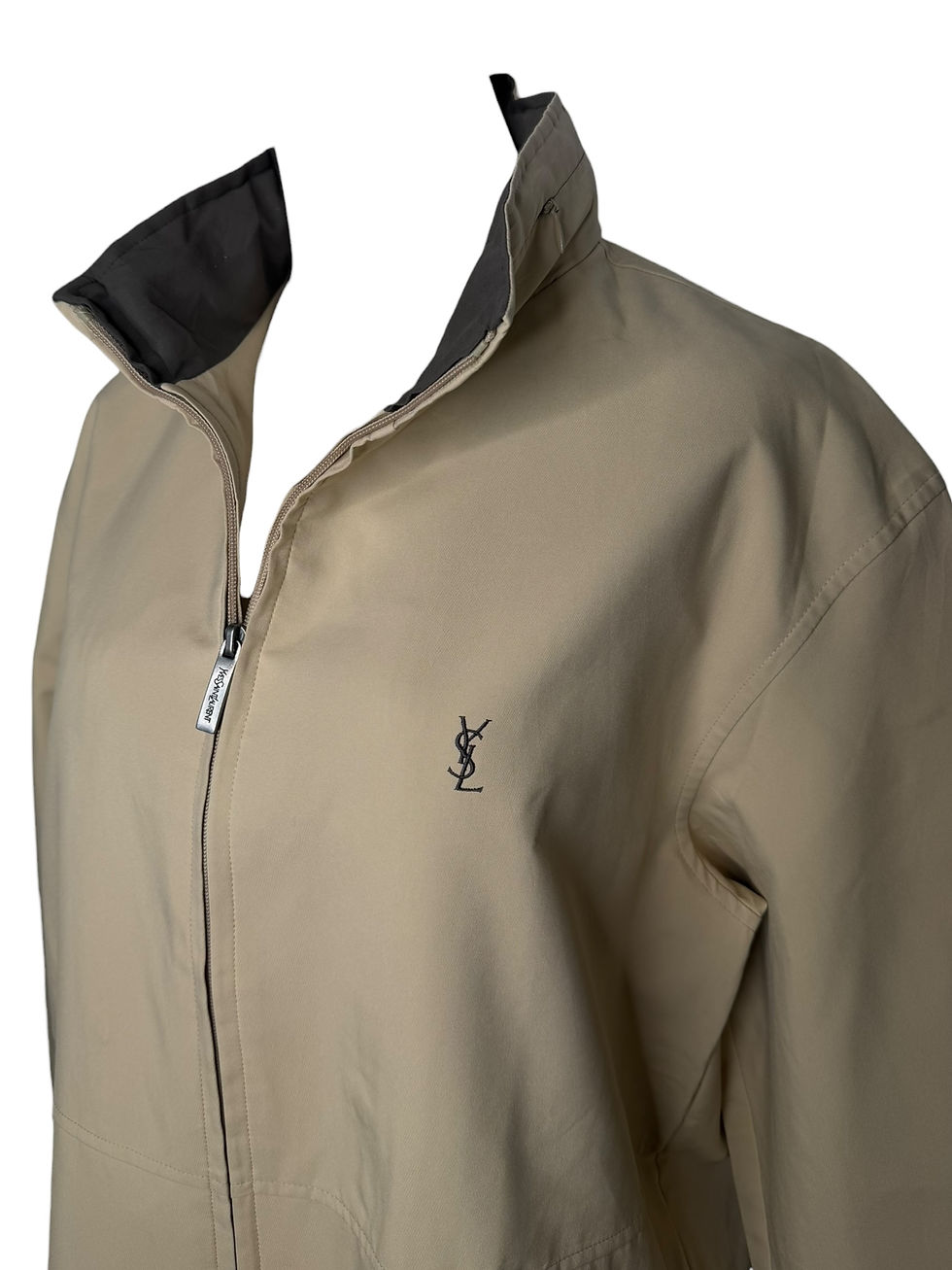 Thumbnail: Vintage YSL Beige Jacket with Khaki Collar