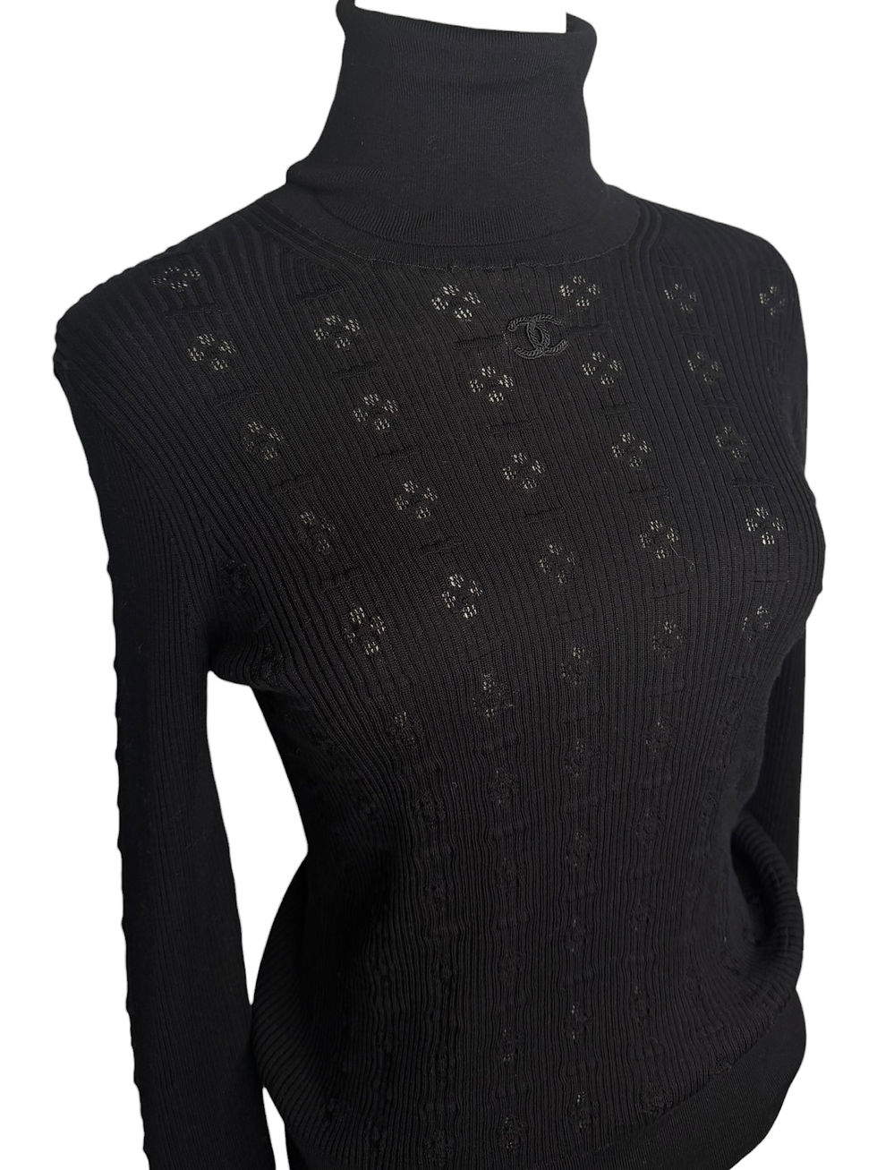 Thumbnail: Chanel Black Logo Turtleneck NWT