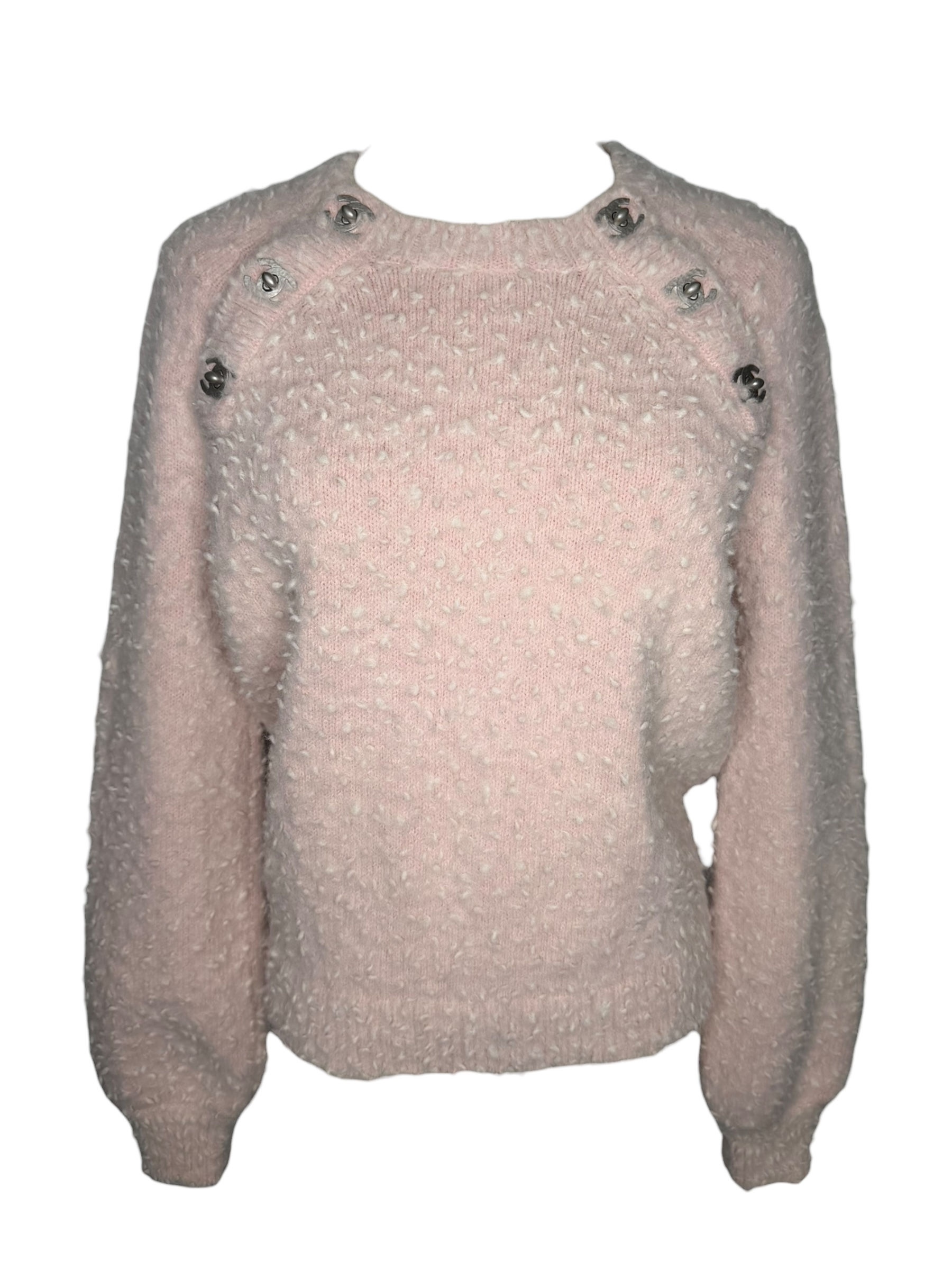 Chanel 21B Blush Pink Turnlock Sweater