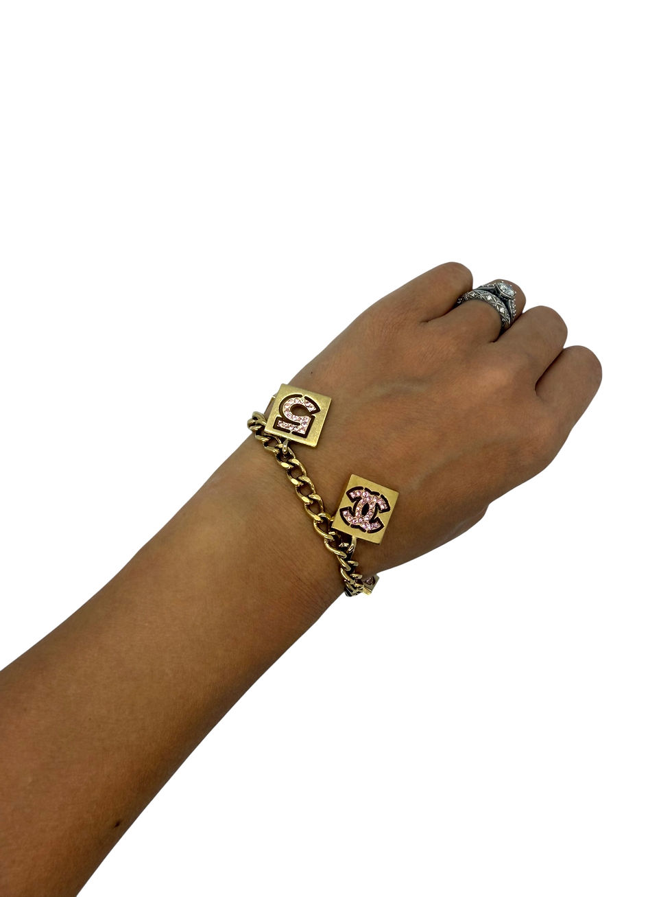 Thumbnail: Chanel Pink Rhinestone Charm Bracelet