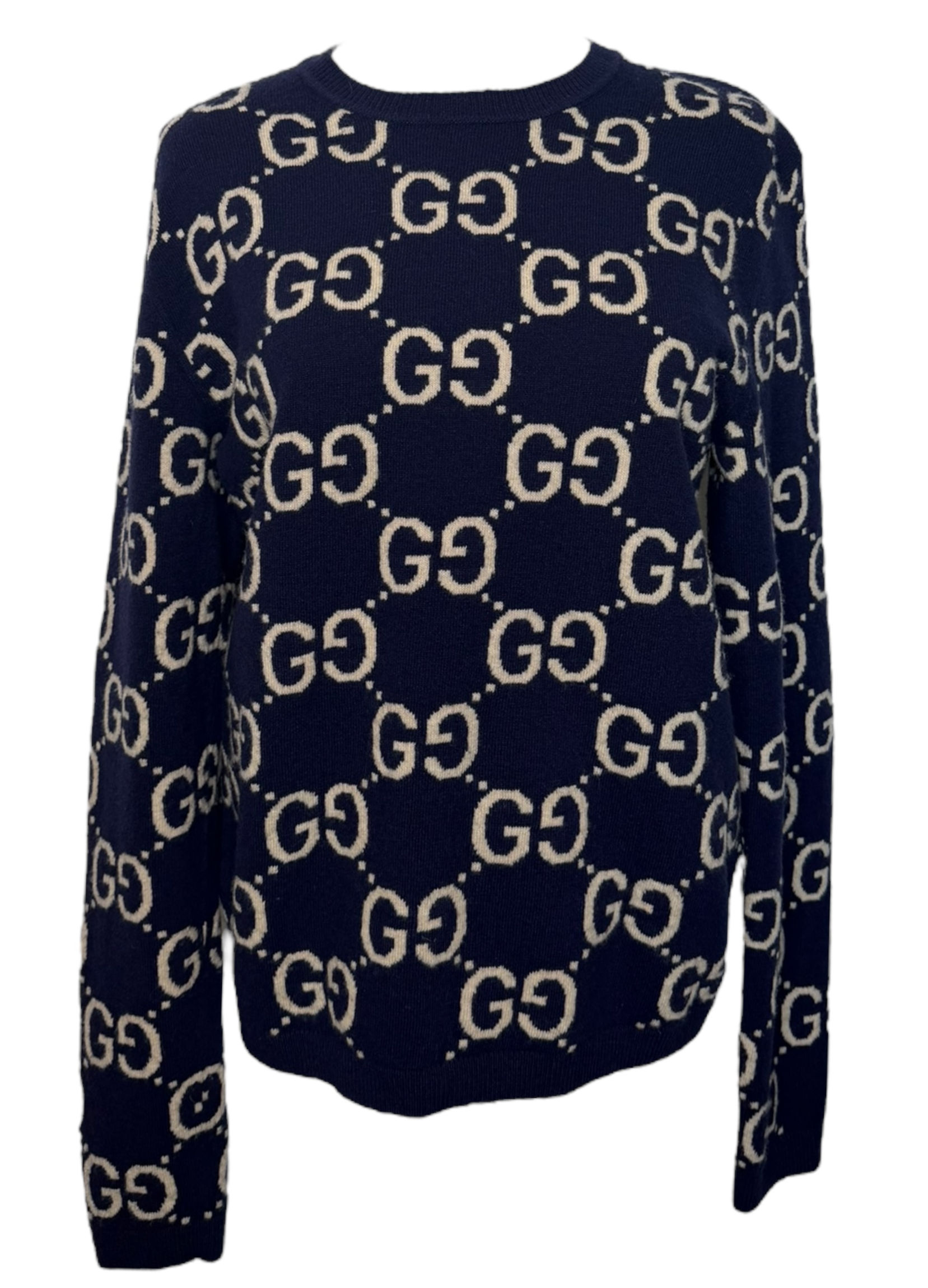 Gucci Monogram Long-sleeved Knit Navy