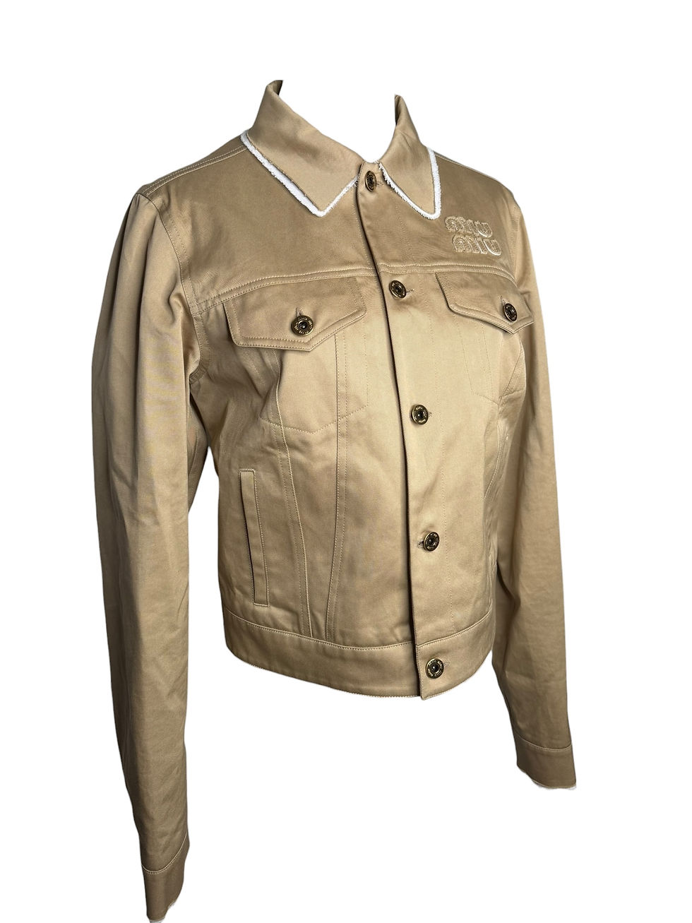 Thumbnail: Miu Miu Logo Beige Cotton Jacket