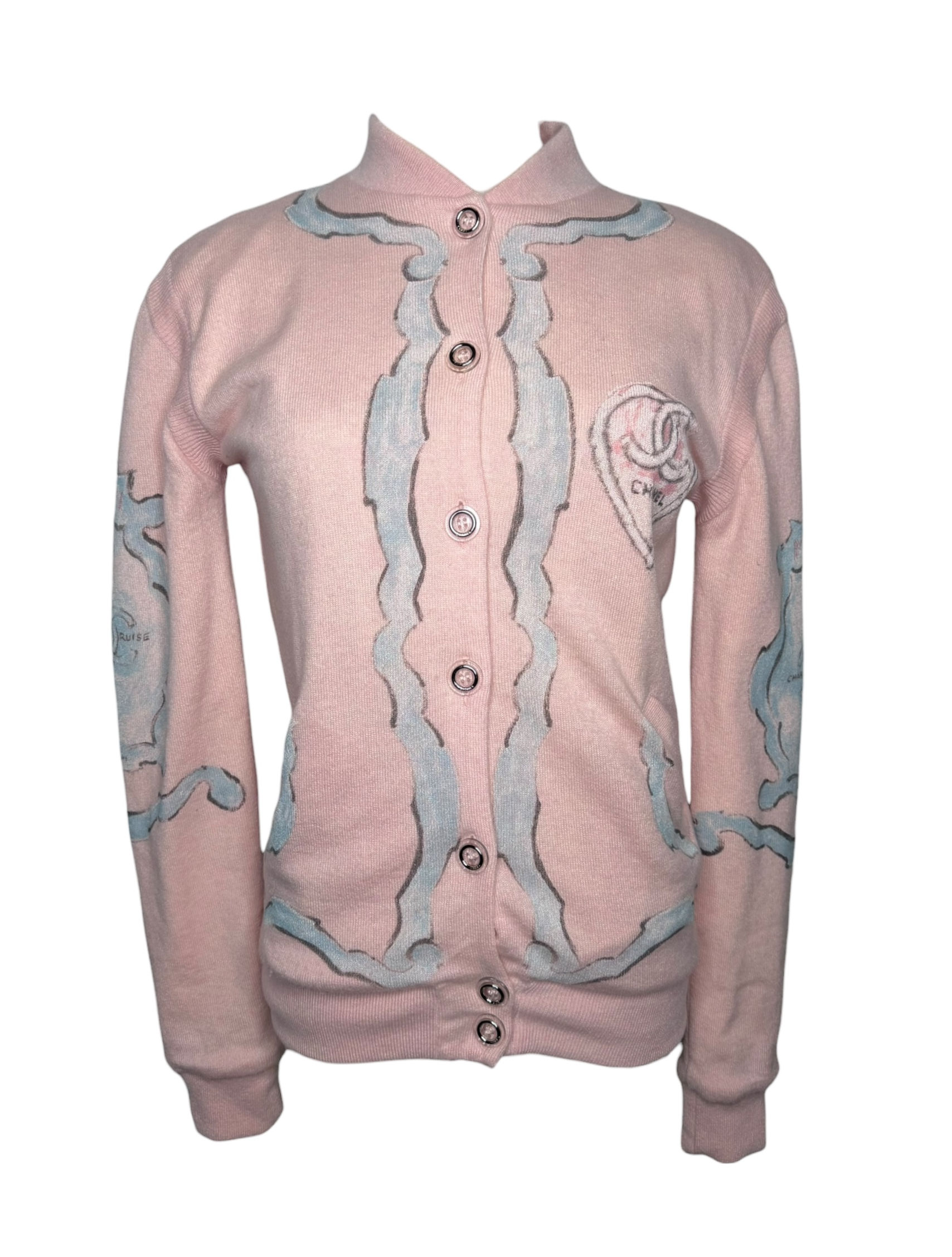 Chanel 09C Cashmere & Cotton Pink Knit Jacket