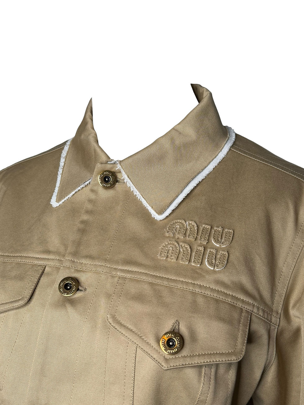 Thumbnail: Miu Miu Logo Beige Cotton Jacket