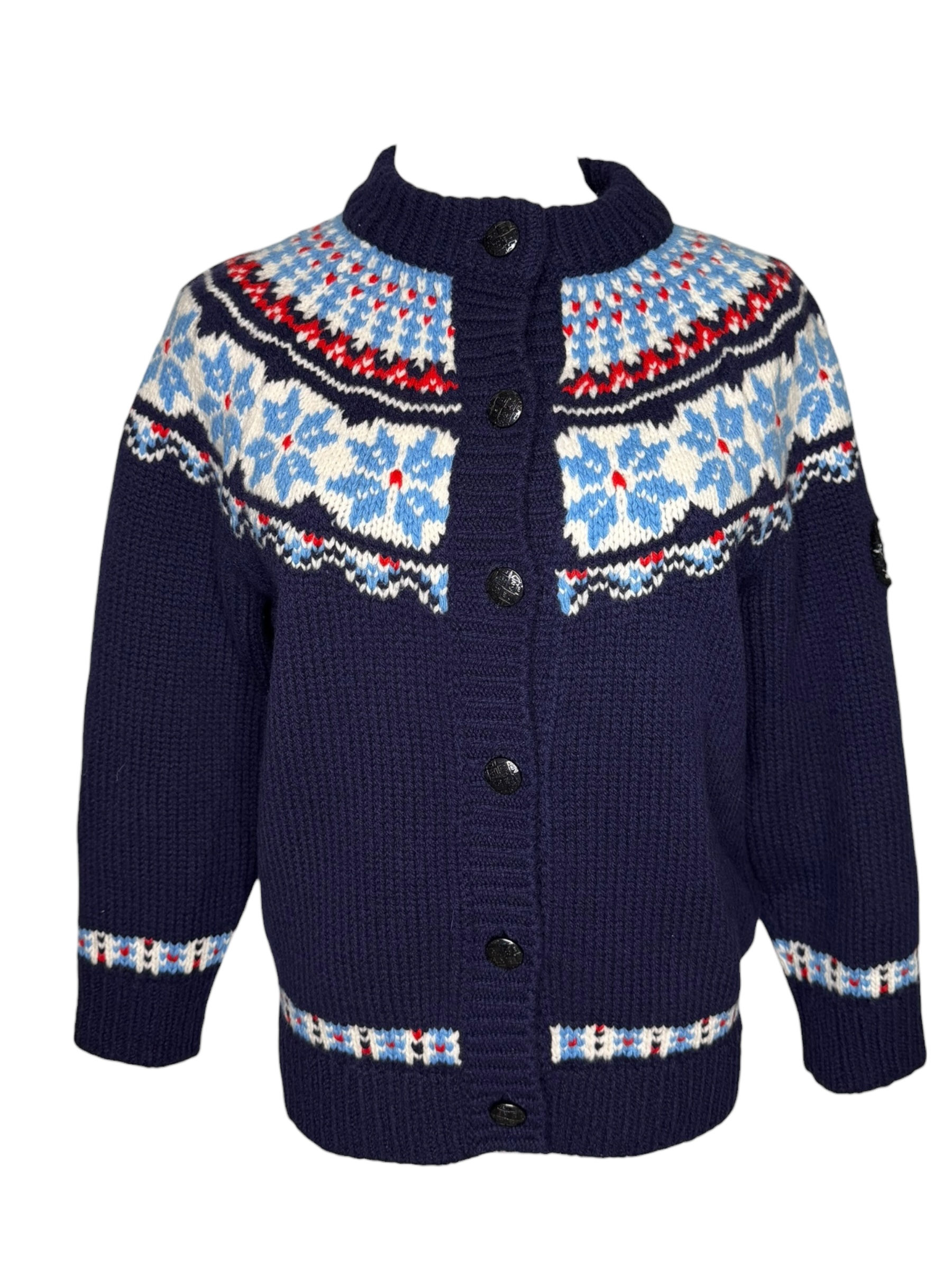 Chanel 18N Blue Fair Isle Cardigan